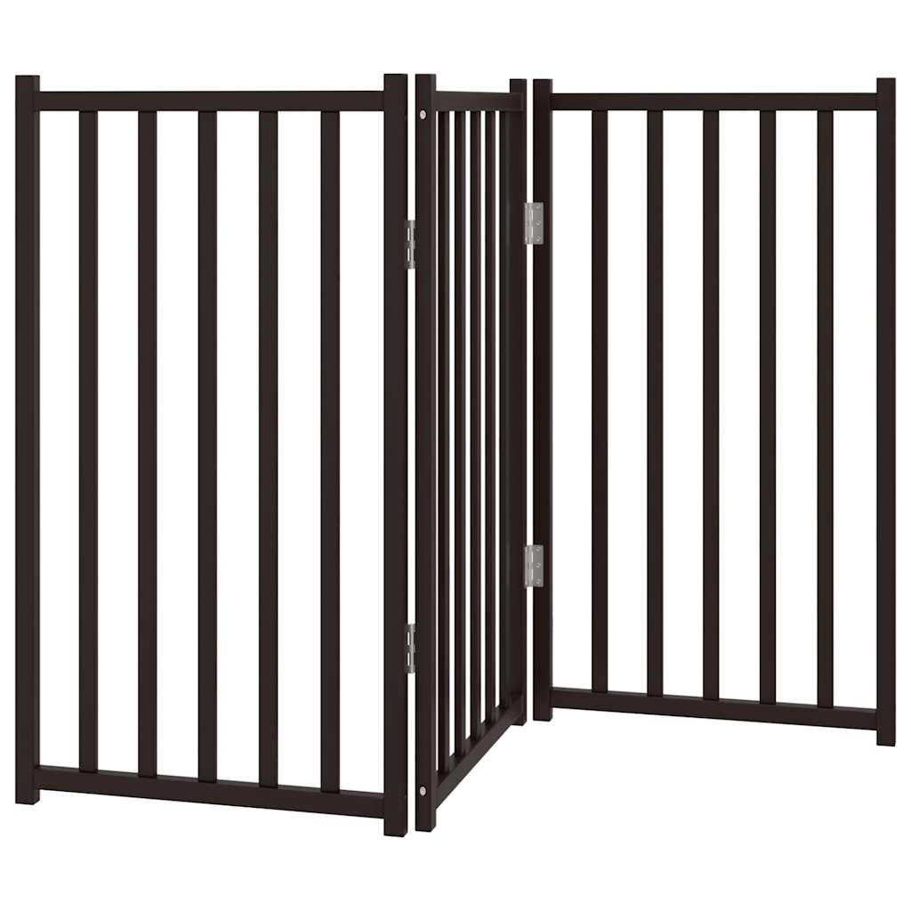 Hundeport sammenleggbar 3 paneler svart 150 cm heltre gran