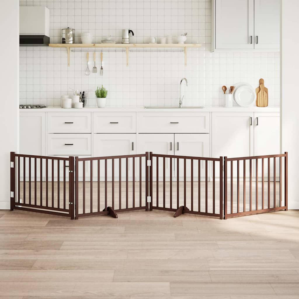 Hundeport dør brettbar 4 paneler brun eik 320 cm heltre gran