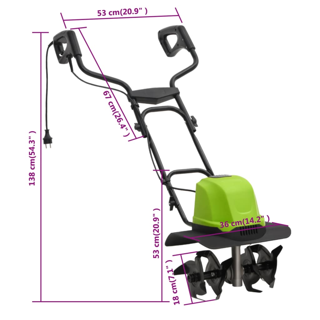 Hagefreser med 4 blader elektrisk 800 W vidaXL