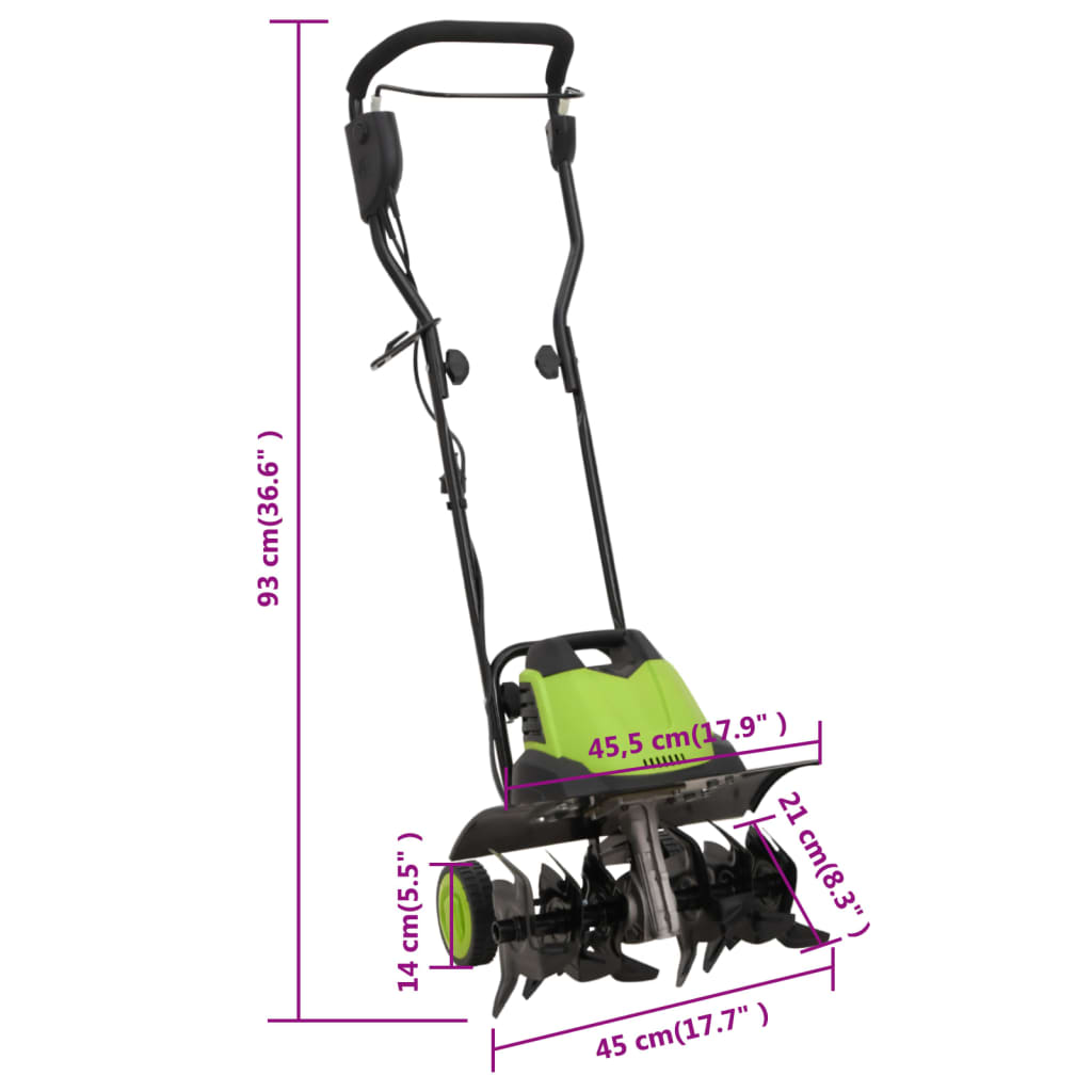 Hagefreser med 6 blader elektrisk 1500 W vidaXL