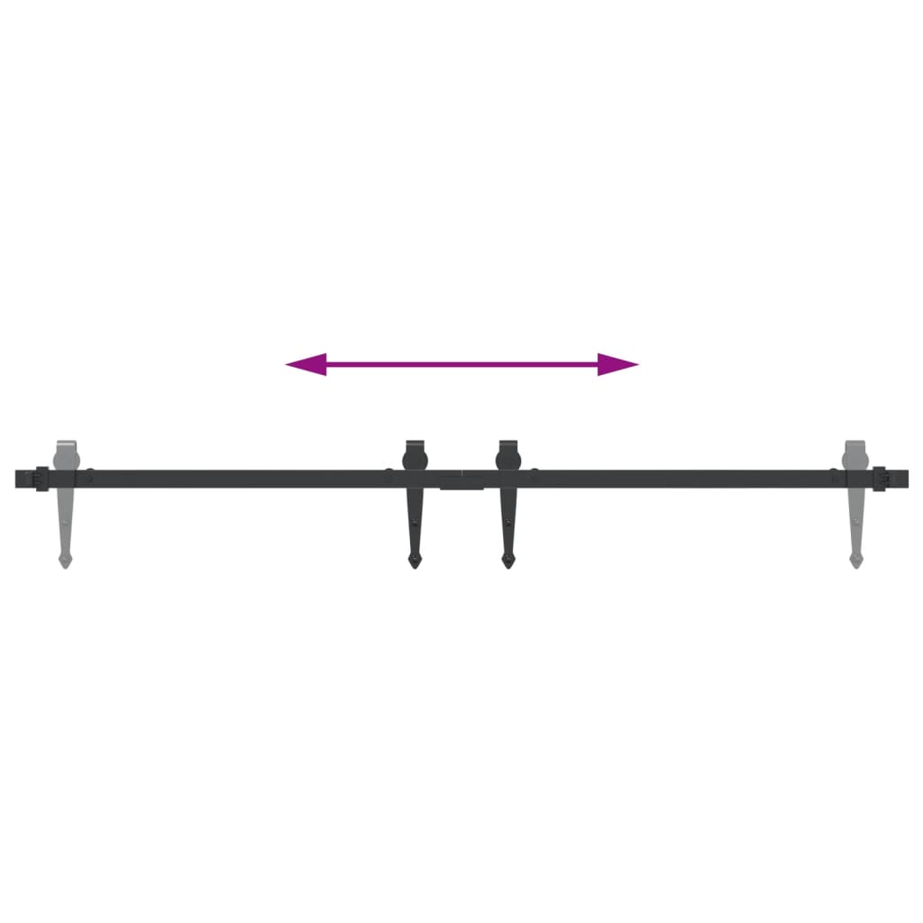 Mini skyvedørsett for skap svart 122 cm karbonstål