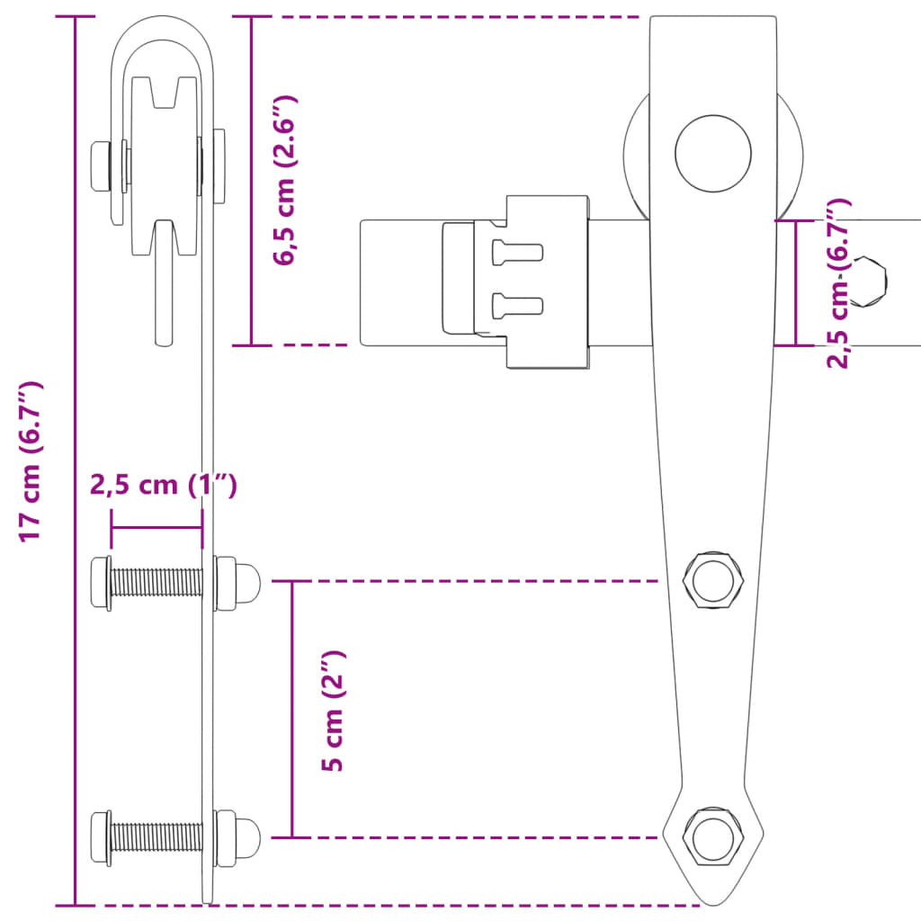 Mini skyvedørsett for skap svart 122 cm karbonstål