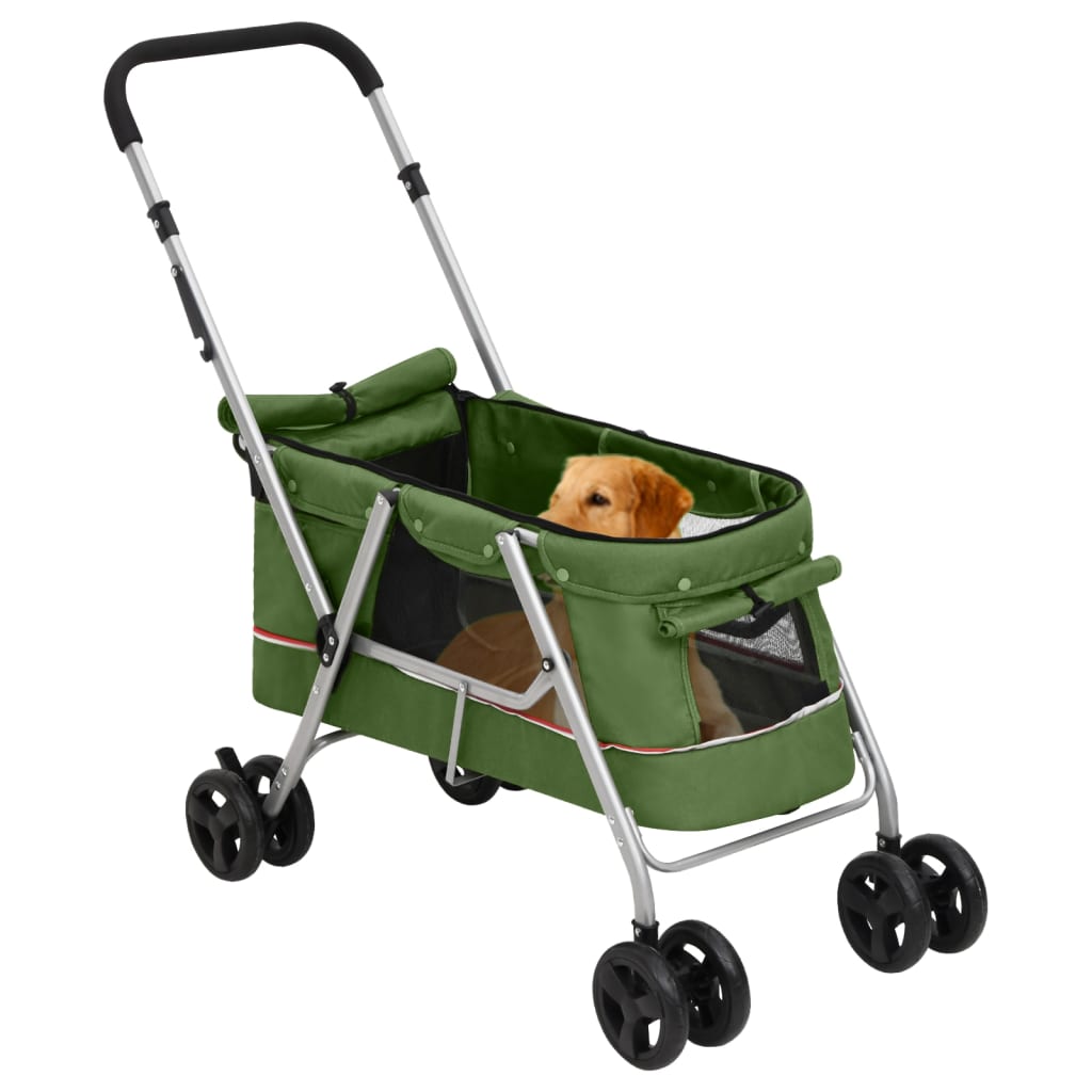 Hundevogn sammenleggbar grønn 100x49x96 cm linstoff