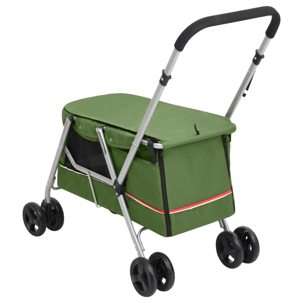 Hundevogn sammenleggbar grønn 100x49x96 cm linstoff