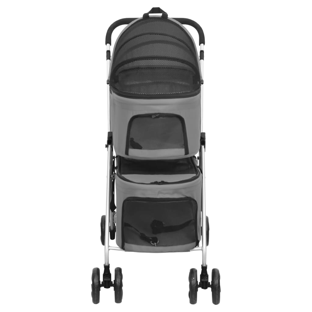 Hundevogn 2-lags sammenleggbar grå 83x48x97 cm oxford-stoff