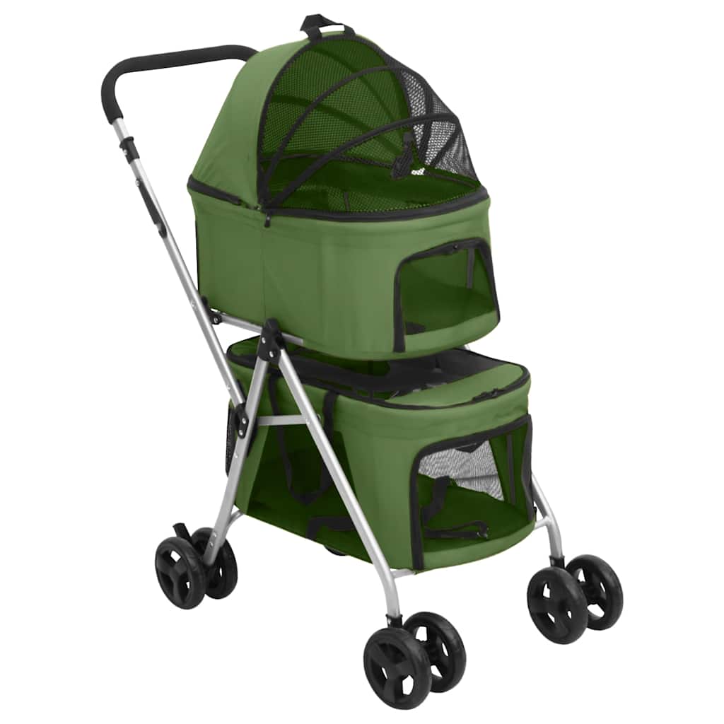 Hundevogn 2-lags sammenleggbar grønn 83x48x97 cm oxford-stoff vidaXL