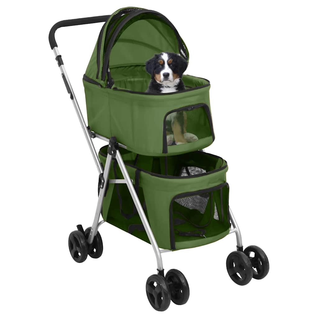 Hundevogn 2-lags sammenleggbar grønn 83x48x97 cm oxford-stoff vidaXL
