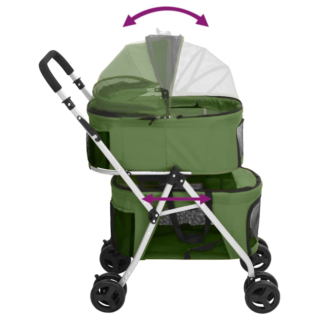 Hundevogn 2-lags sammenleggbar grønn 83x48x97 cm oxford-stoff vidaXL