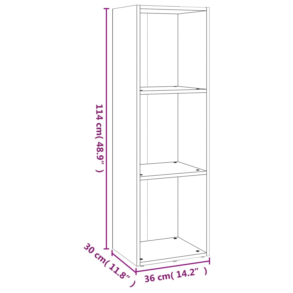 Bokhylle/TV-benk røkt eik 36x30x114 cm konstruert tre