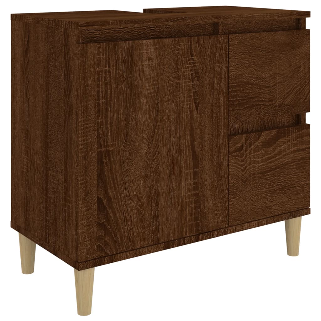 Baderomsskap brun eik 65x33x60 cm konstruert tre