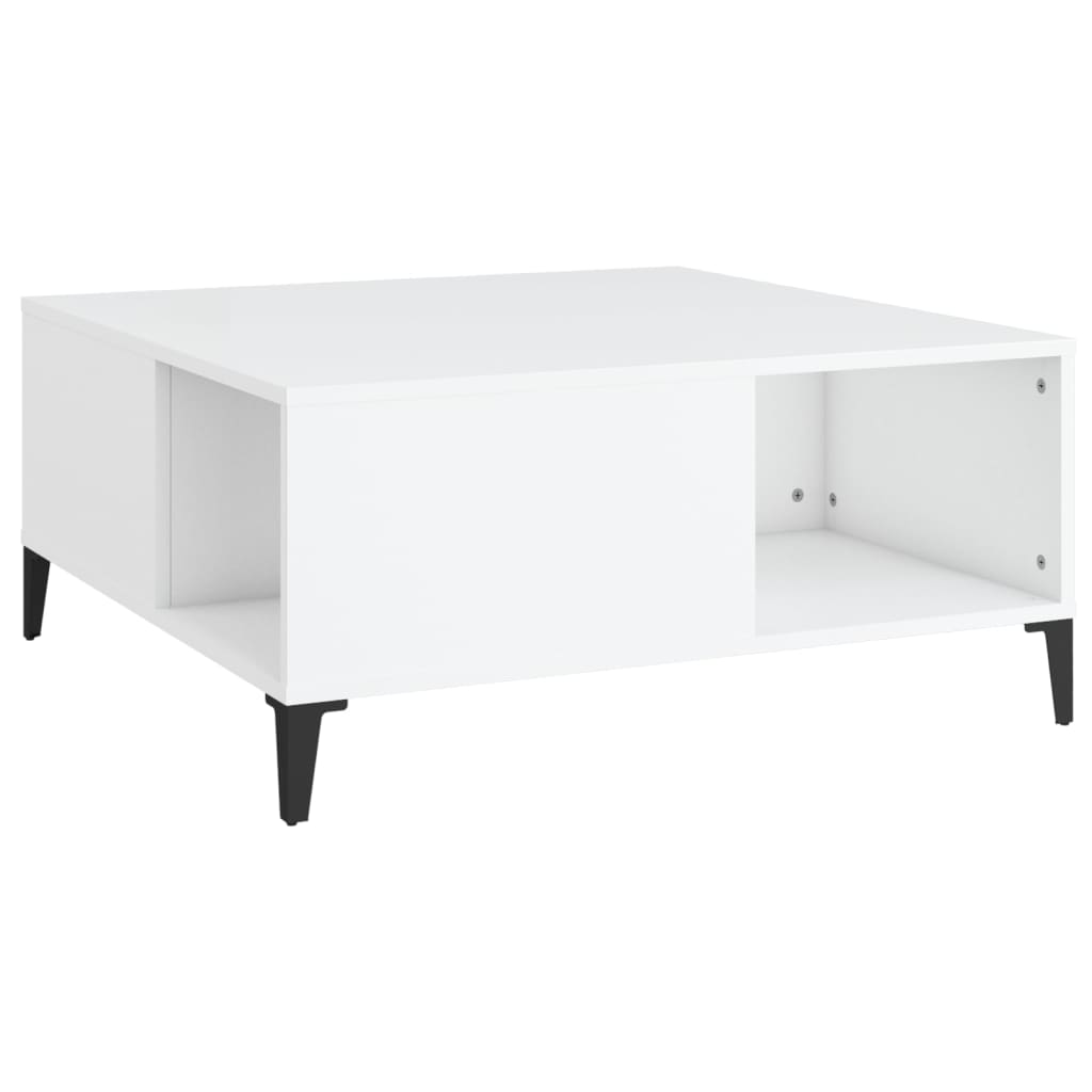 Salongbord hvit 80x80x36,5 cm konstruert tre