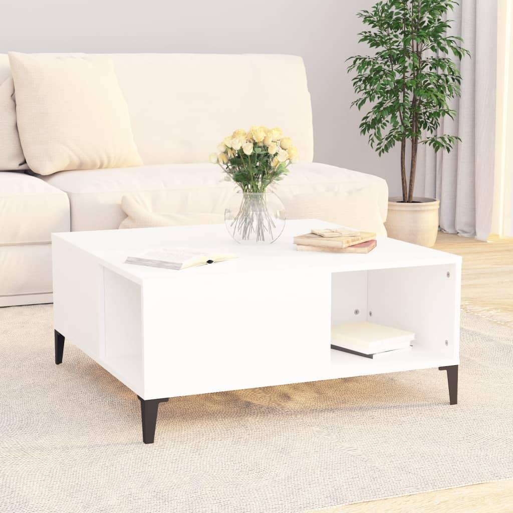 Salongbord hvit 80x80x36,5 cm konstruert tre