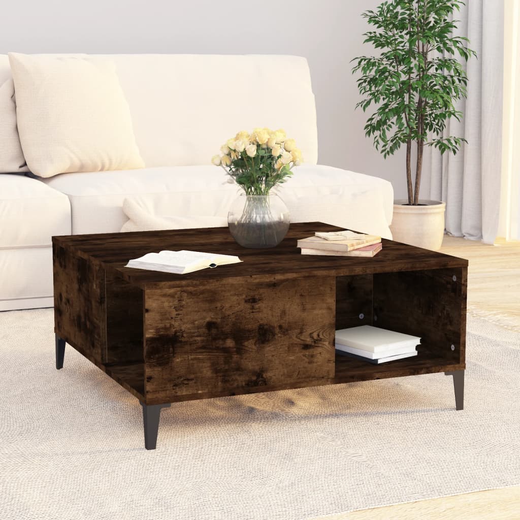 Salongbord røkt eik 80x80x36,5 cm konstruert tre