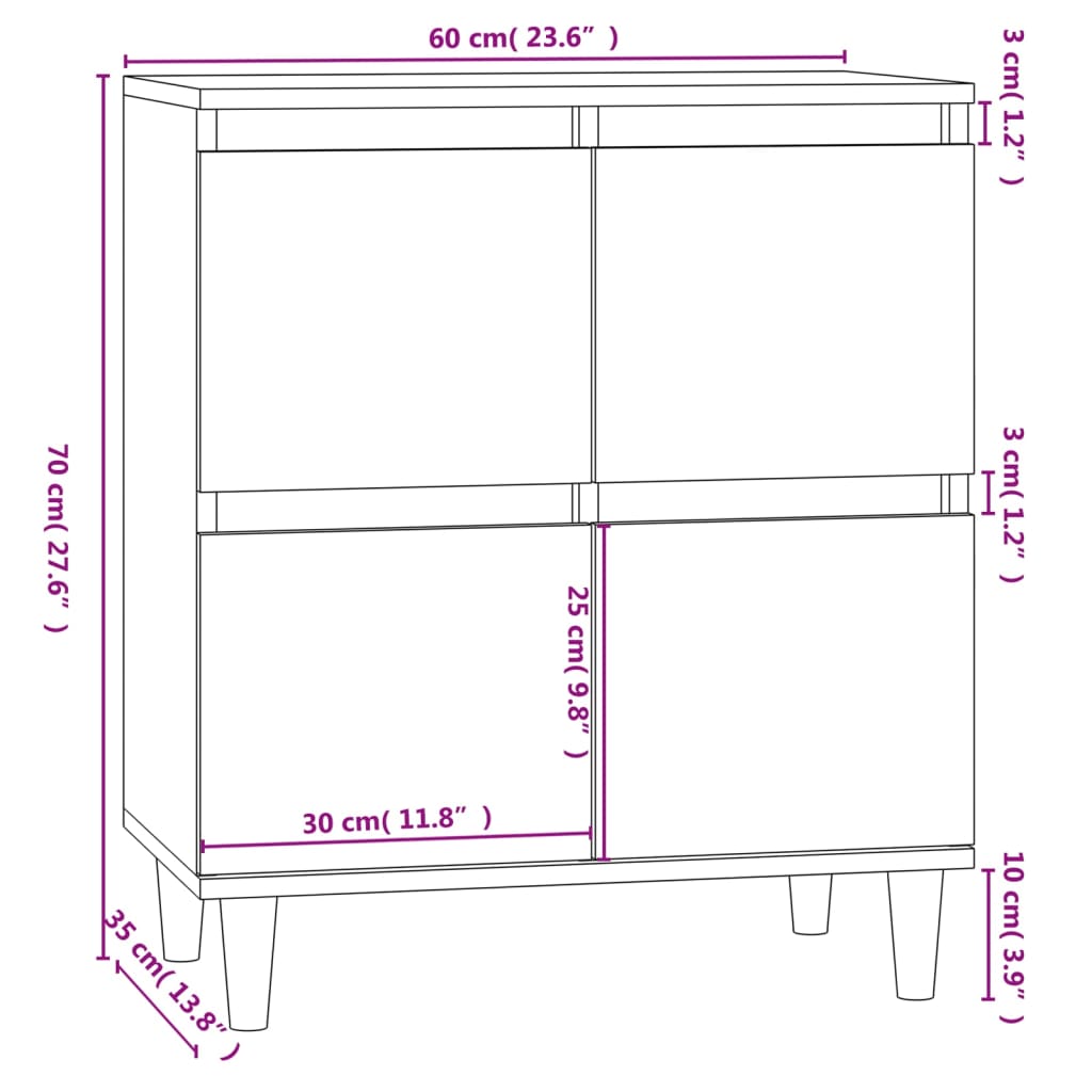 Skjenk sonoma eik 60x35x70 cm konstruert tre