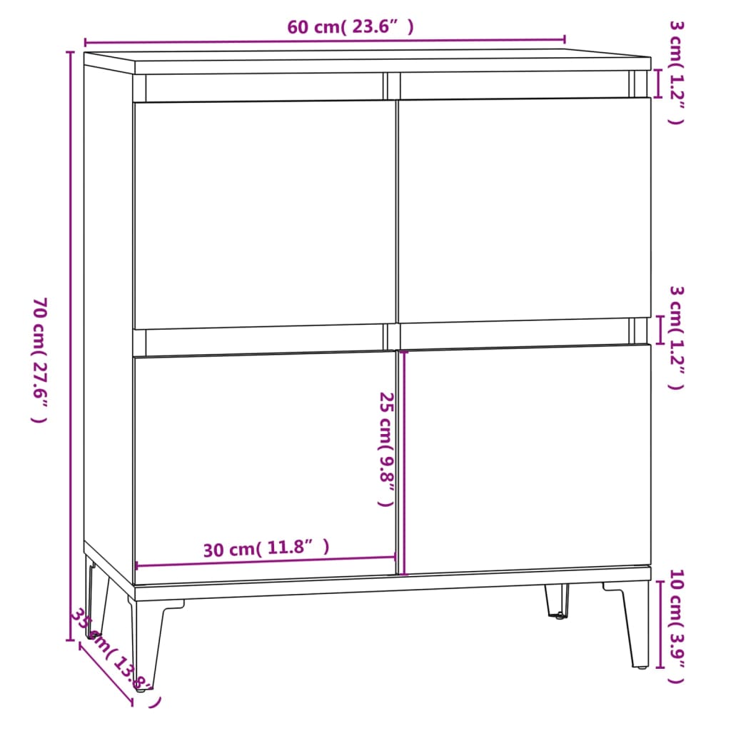 Skjenk sonoma eik 60x35x70 cm konstruert tre vidaXL