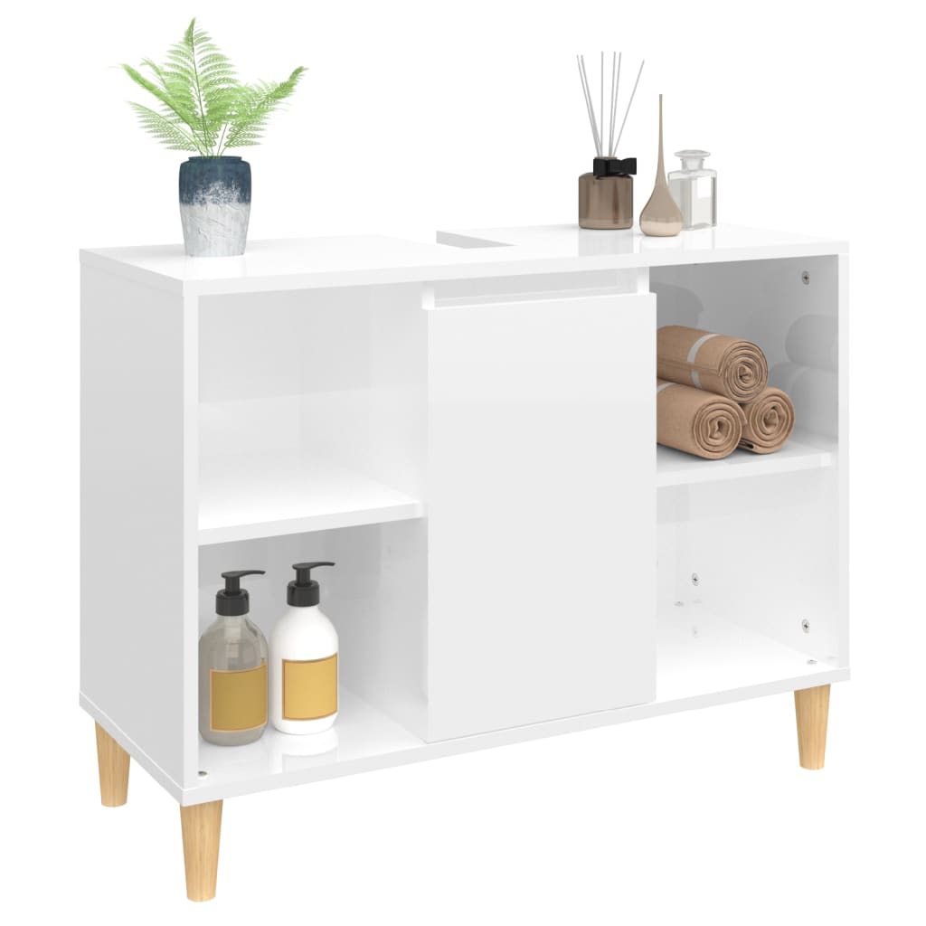Servantskap høyglans hvit 80x33x60 cm konstruert tre