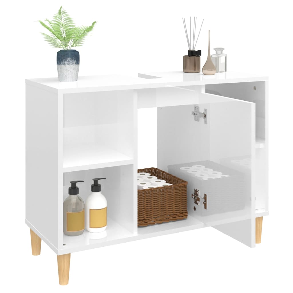 Servantskap høyglans hvit 80x33x60 cm konstruert tre