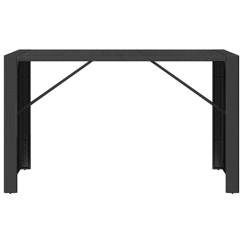 Barbord med glassplate svart 185x80x110 cm polyrotting
