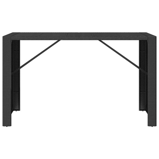 Barbord med glassplate svart 185x80x110 cm polyrotting