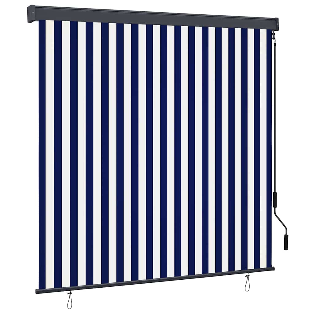 Rullegardin Blå og hvit 180 x 250 cm Stoff og Aluminium