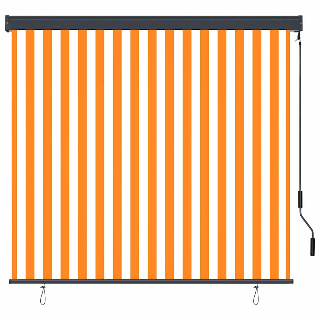 Rullegardin Hvit og Oransje 180 x 250 cm Stoff og Aluminium