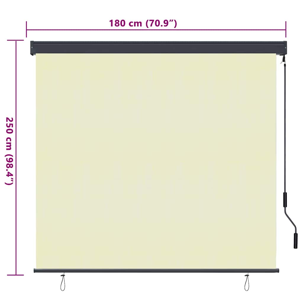 Rullegardin Krem 180 x 250 cm Stoff og Aluminium