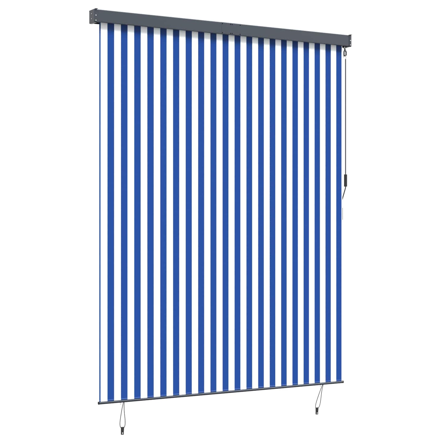Rullegardin Blå og hvit 200 x 250 cm Stoff og Aluminium