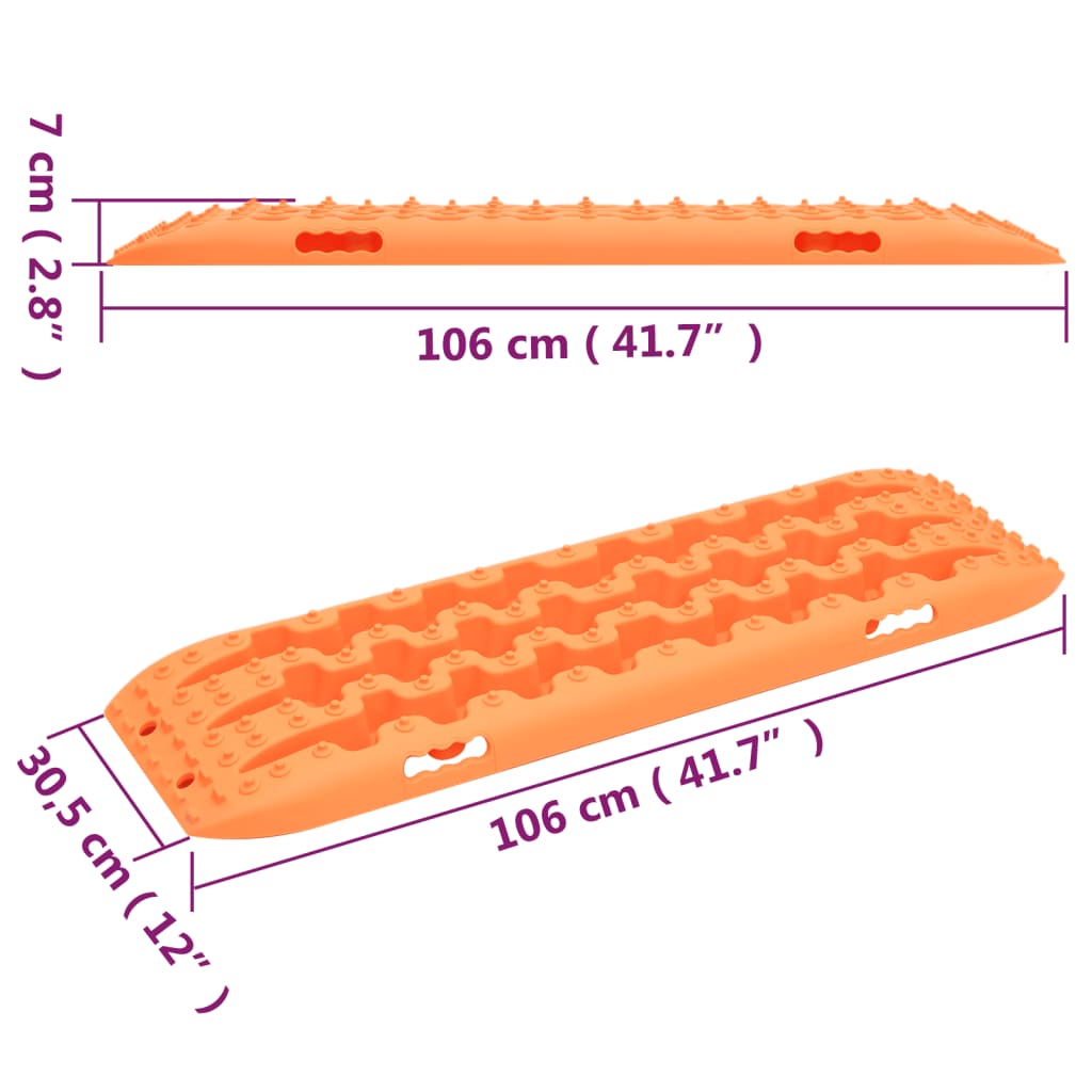 Trekkbrett 2 stk oransje 106x30,5x7 cm nylon