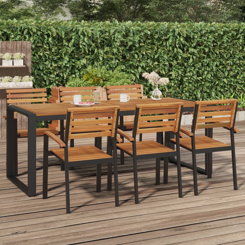 Hagebord med U-ben 200x90x75 cm heltre akasie vidaXL