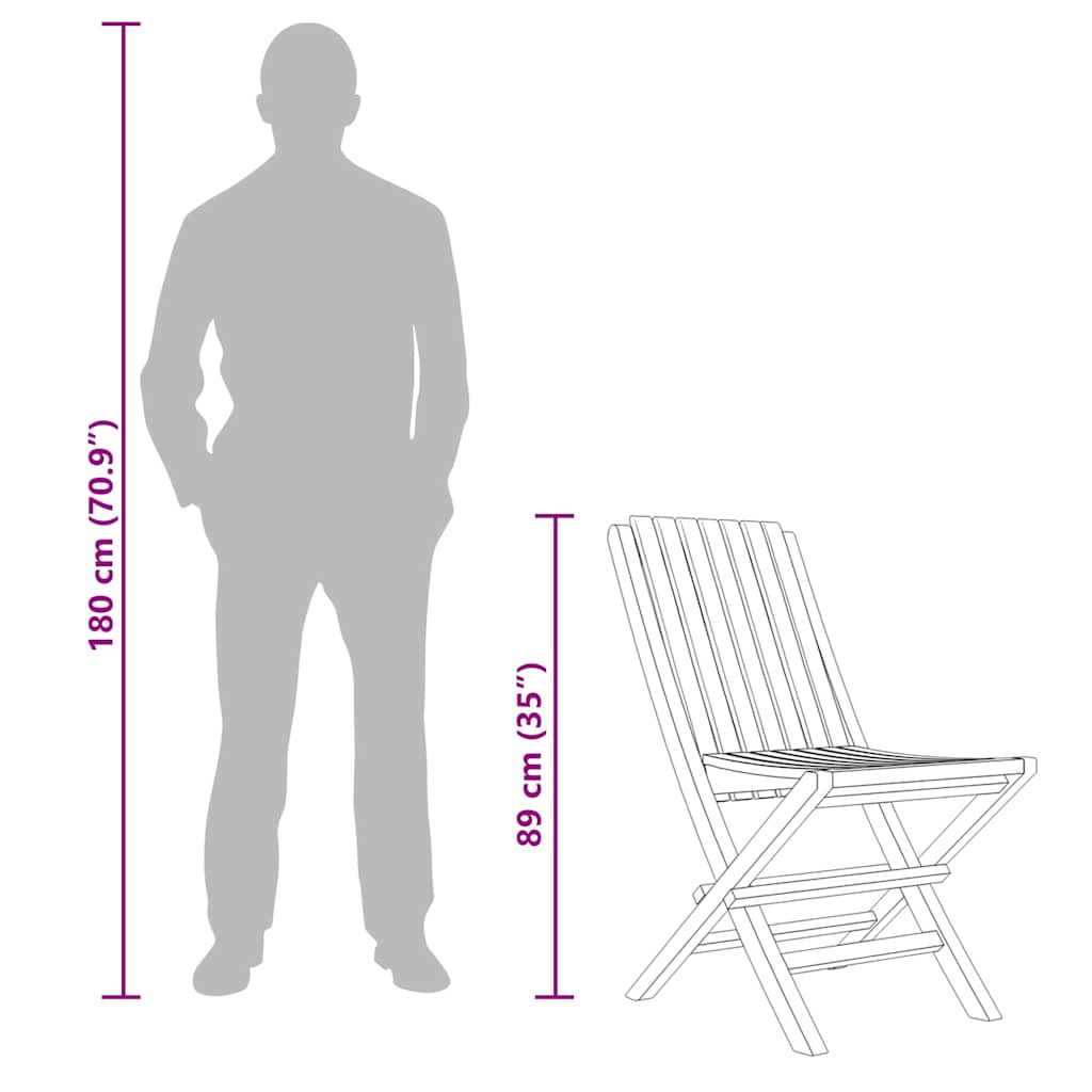 Klappstoler 2 stk 47x47x89 cm heltre teak