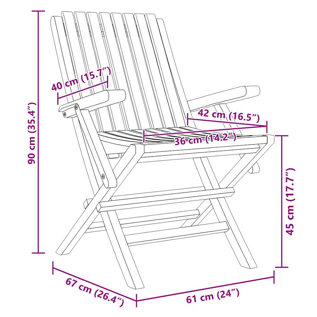 Klappstoler 2 stk 61x67x90 cm heltre teak