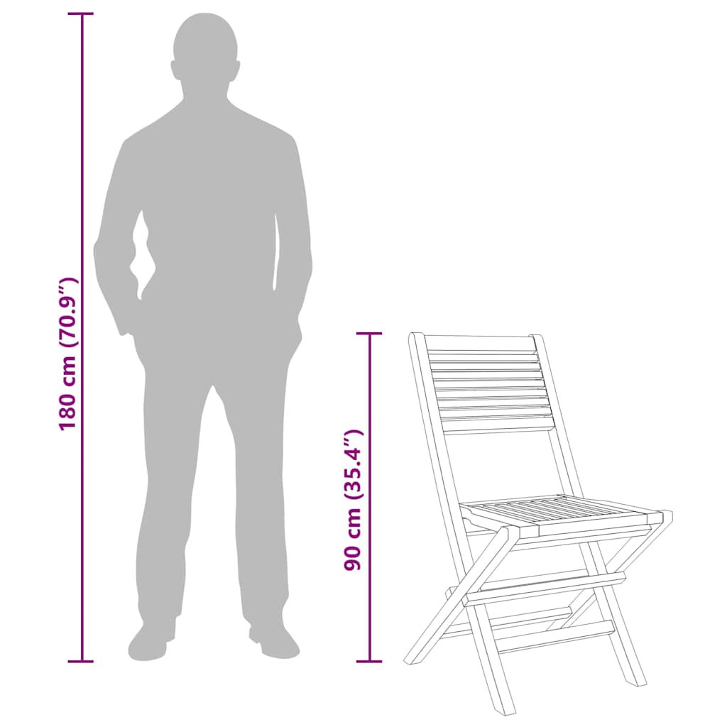 Klappstoler 2 stk 47x62x90 cm heltre teak