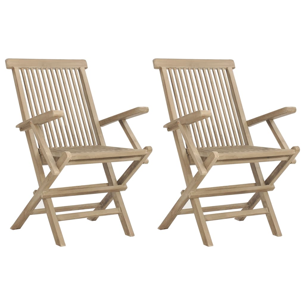 Klappstoler 2 stk grå 56x61x89 cm heltre teak