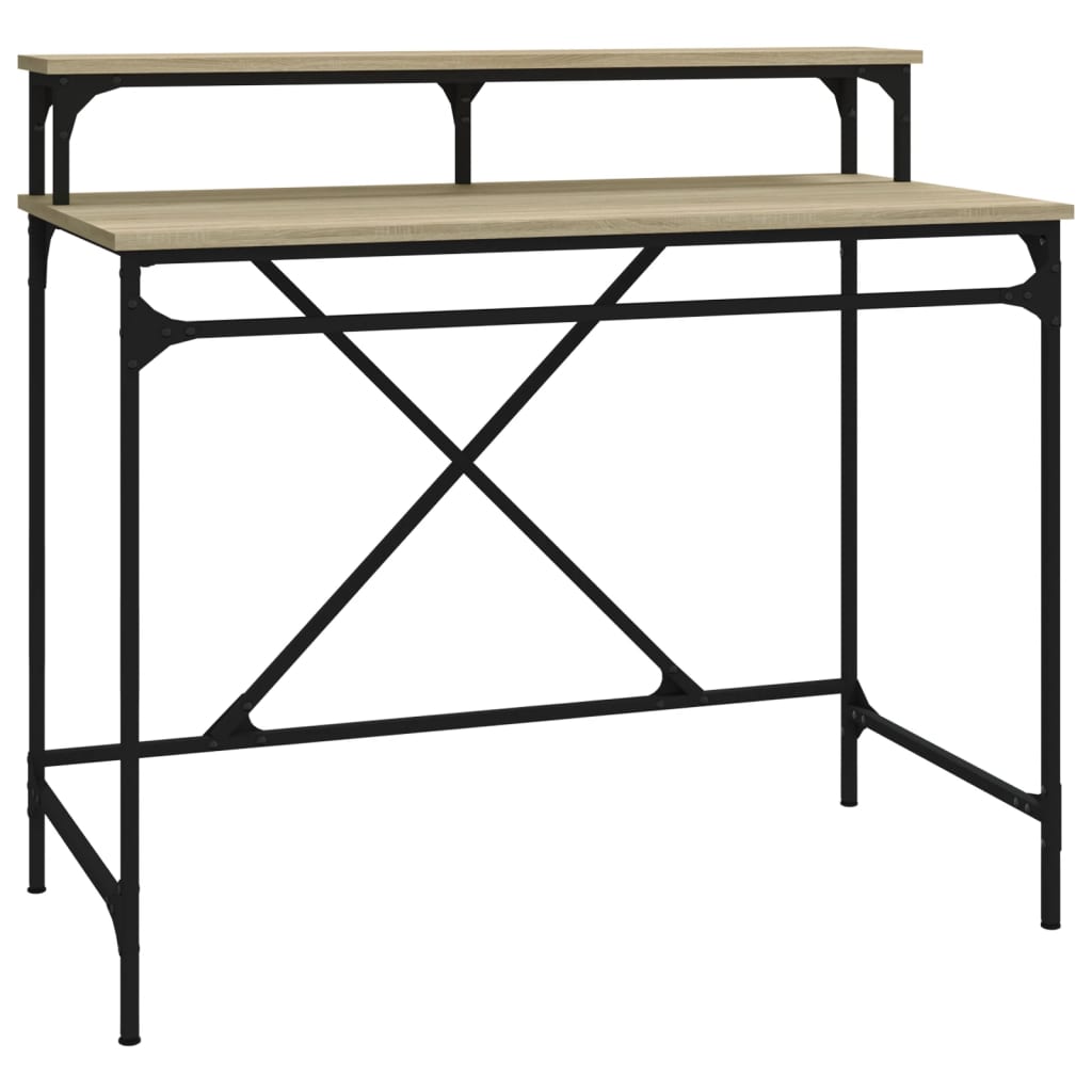 Skrivebord sonoma eik 100x50x90 cm konstruert tre og jern