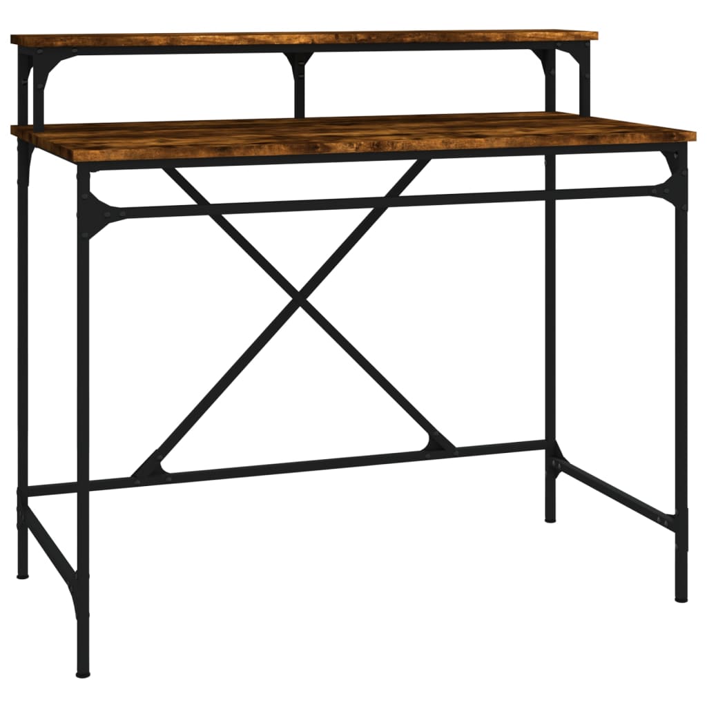 Skrivebord røkt eik 100x50x90 cm konstruert tre og jern