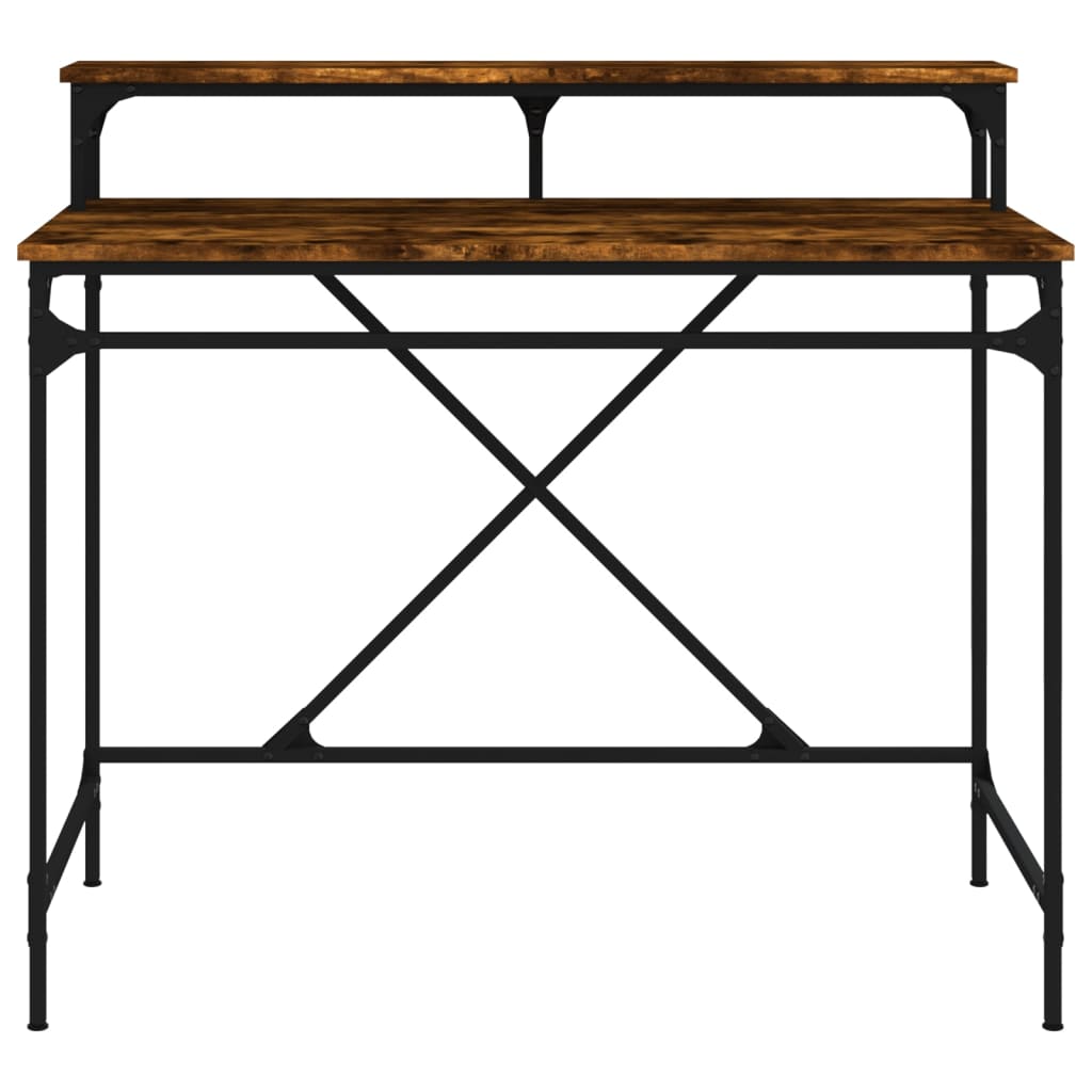 Skrivebord røkt eik 100x50x90 cm konstruert tre og jern