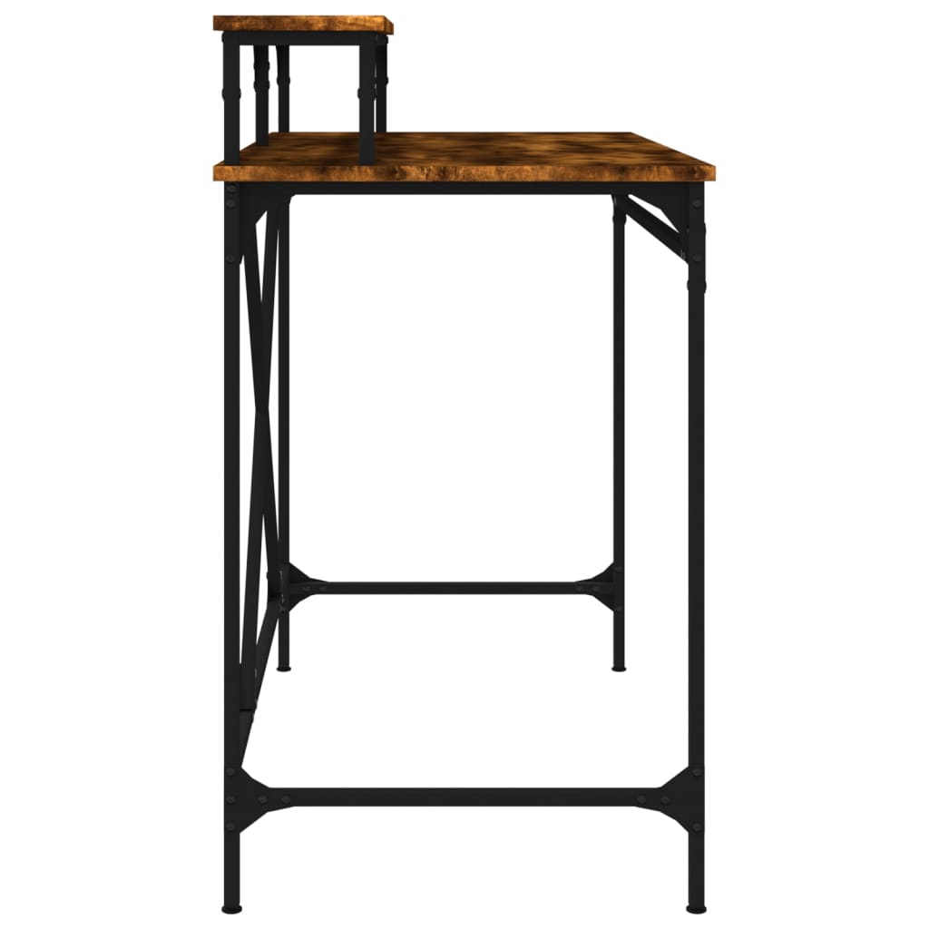 Skrivebord røkt eik 100x50x90 cm konstruert tre og jern