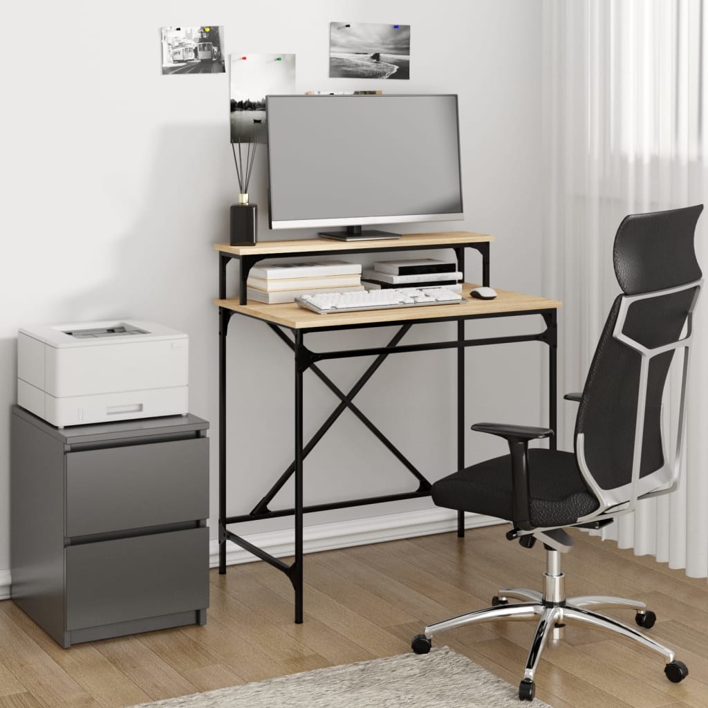 Skrivebord sonoma eik 80x50x90 cm konstruert tre og jern