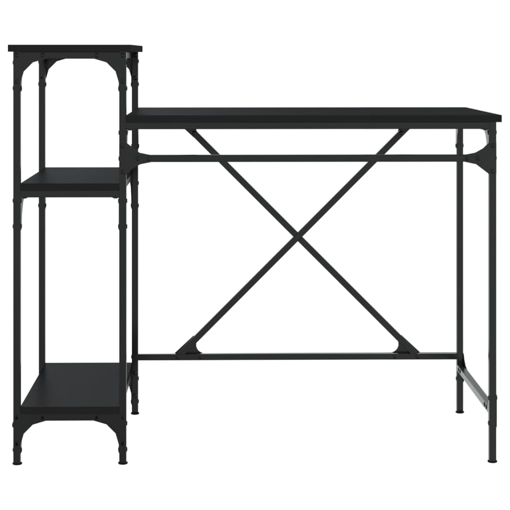 Skrivebord med hyller svart 105x50x90 cm konstruert tre og jern