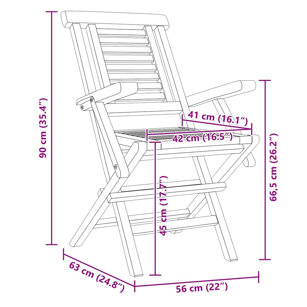 Klappstoler 4 stk 56x63x90 cm heltre teak