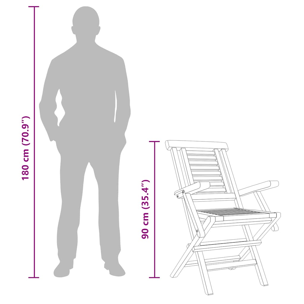 Klappstoler 8 stk 56x63x90 cm heltre teak