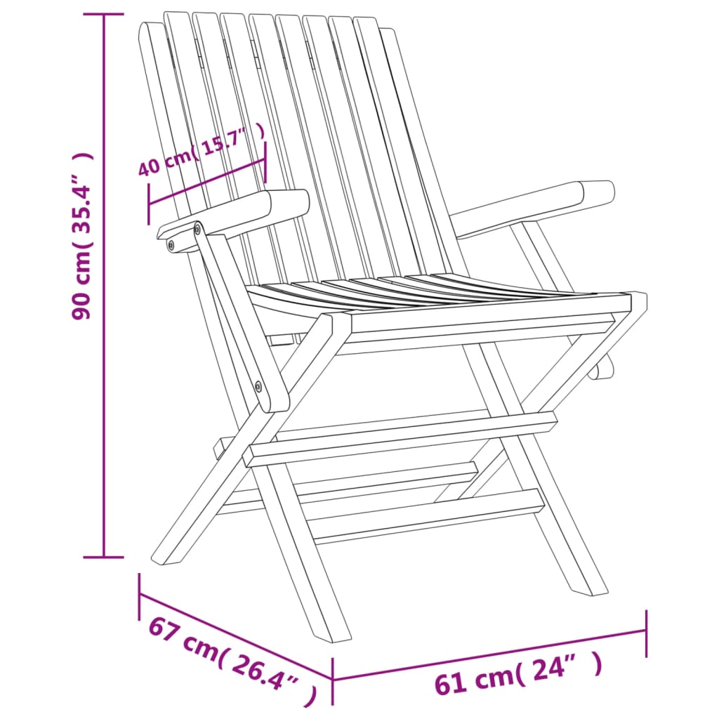 Klappstoler 4 stk 61x67x90 cm heltre teak