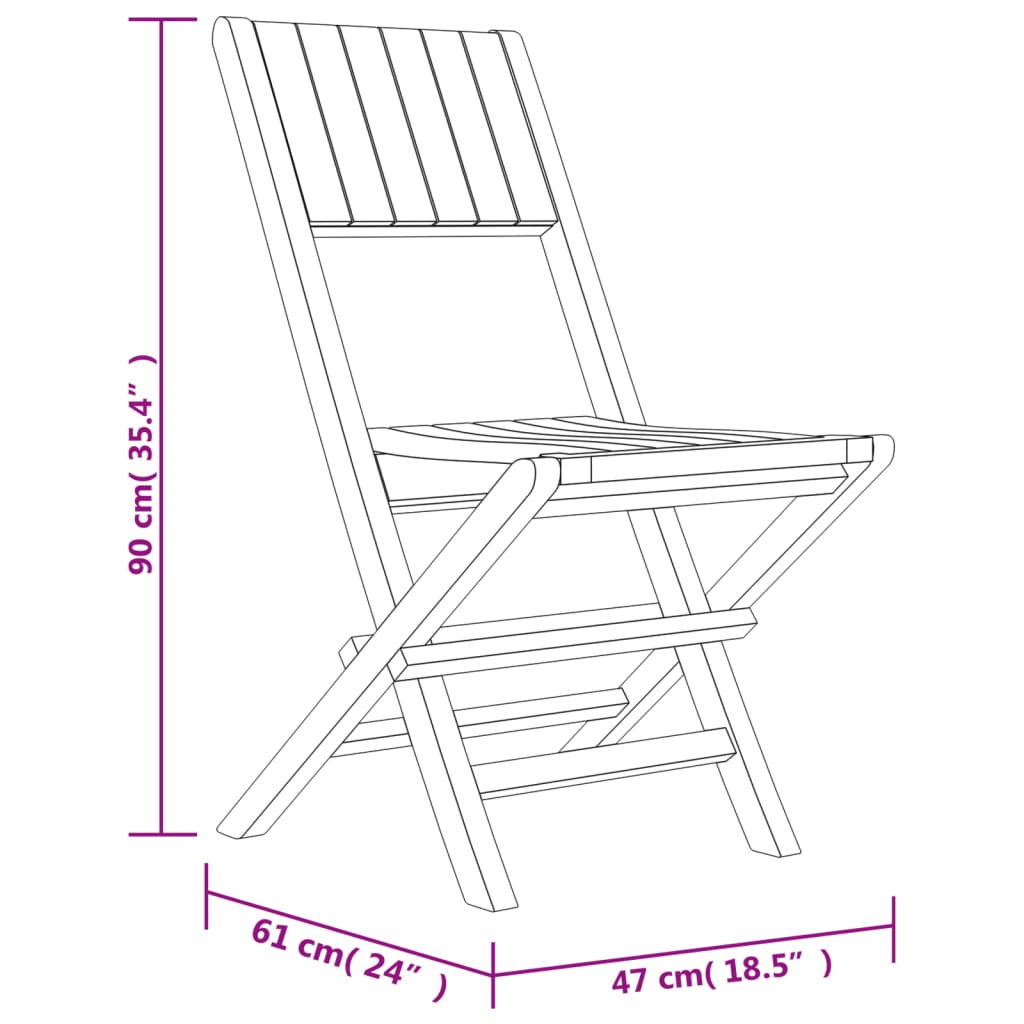 Klappstoler 4 stk 47x61x90 cm heltre teak