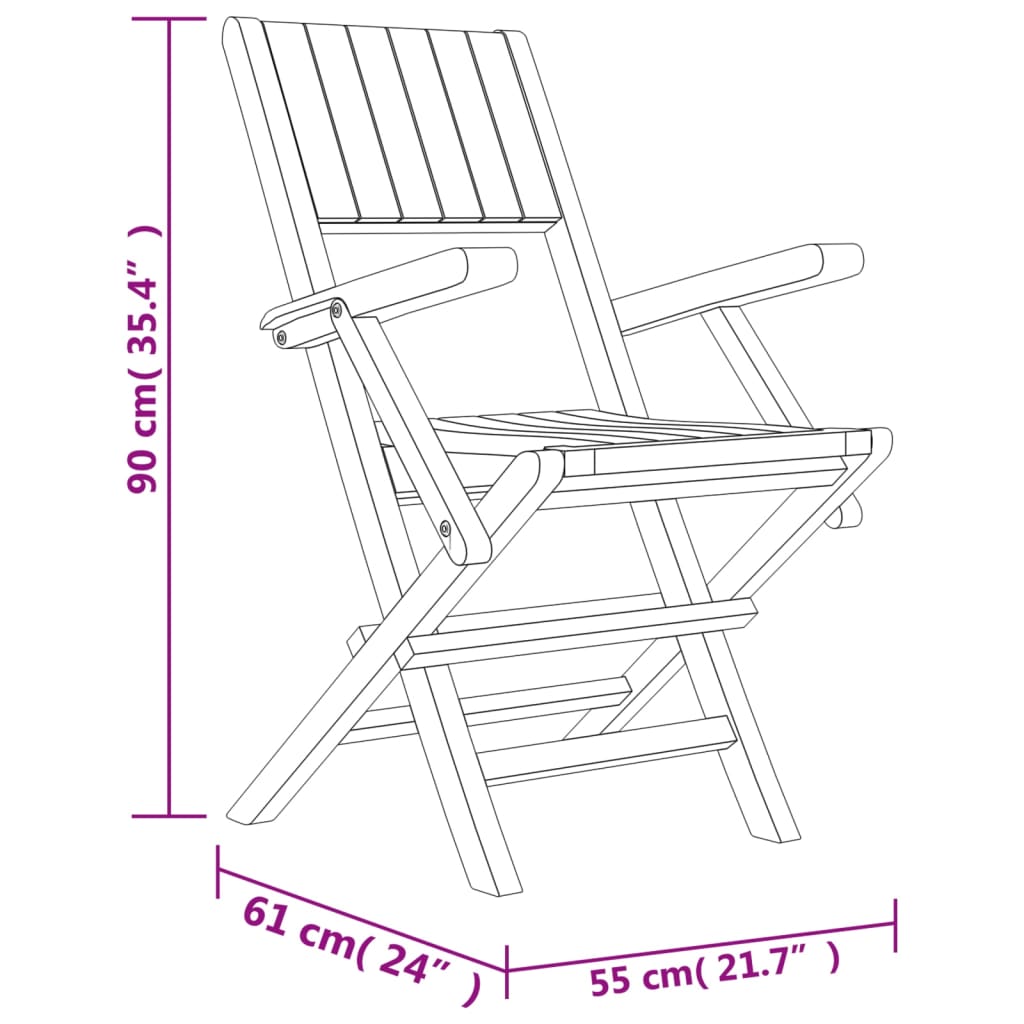 Klappstoler 4 stk 55x61x90 cm heltre teak