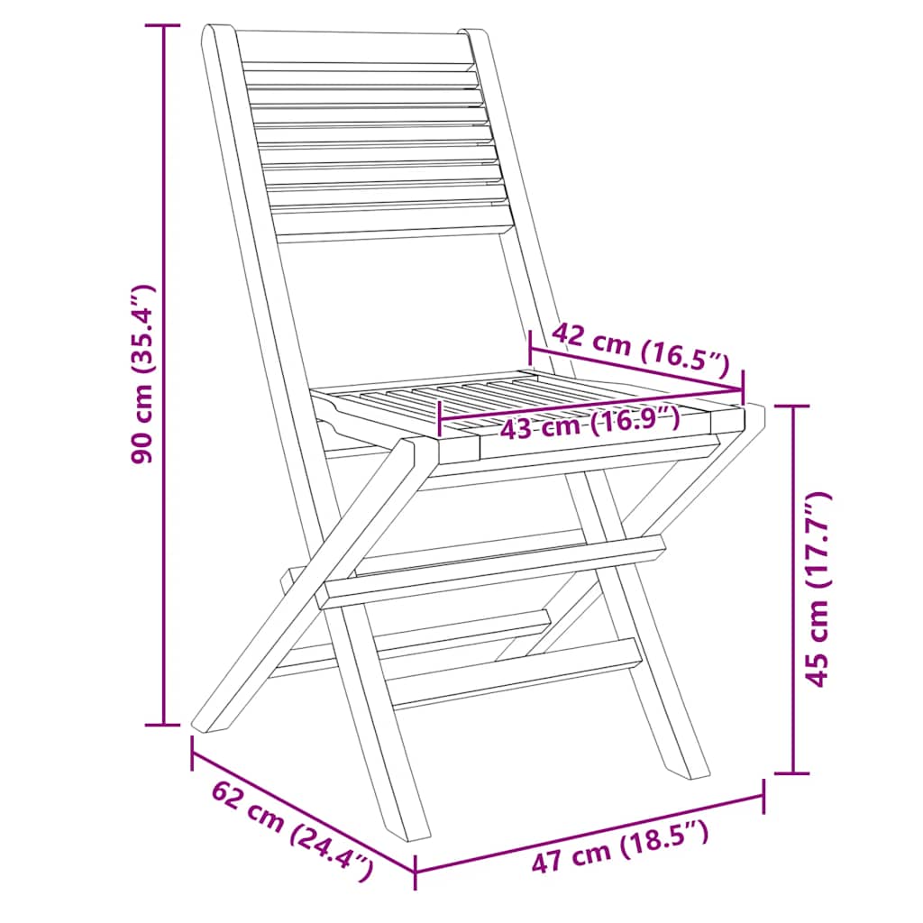 Klappstoler 4 stk 47x62x90 cm heltre teak