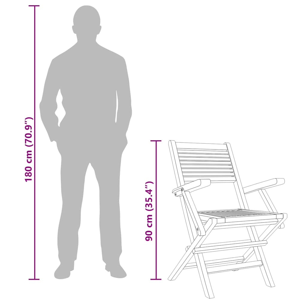 Klappstoler 8 stk 55x62x90 cm heltre teak