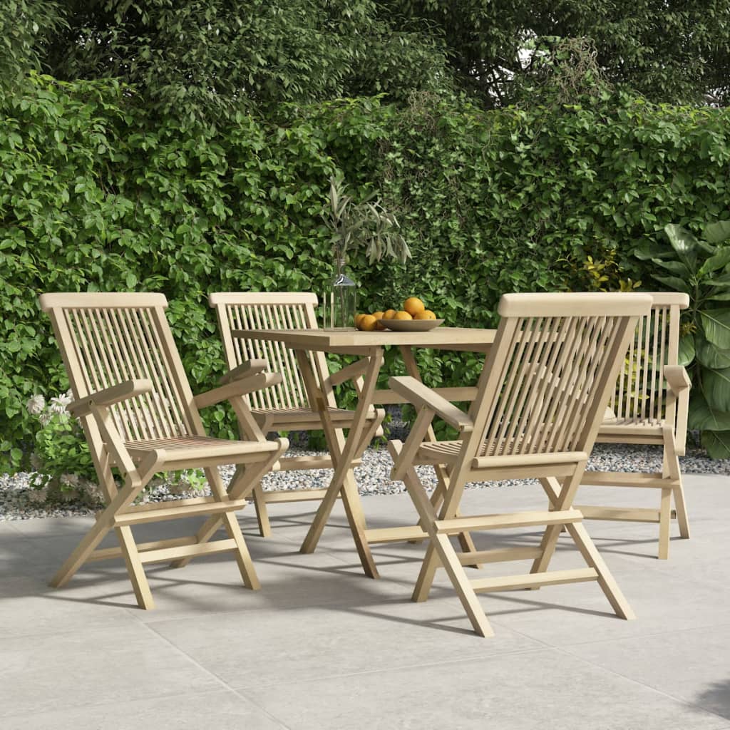 Klappstoler 4 stk grå 56x61x89 cm heltre teak
