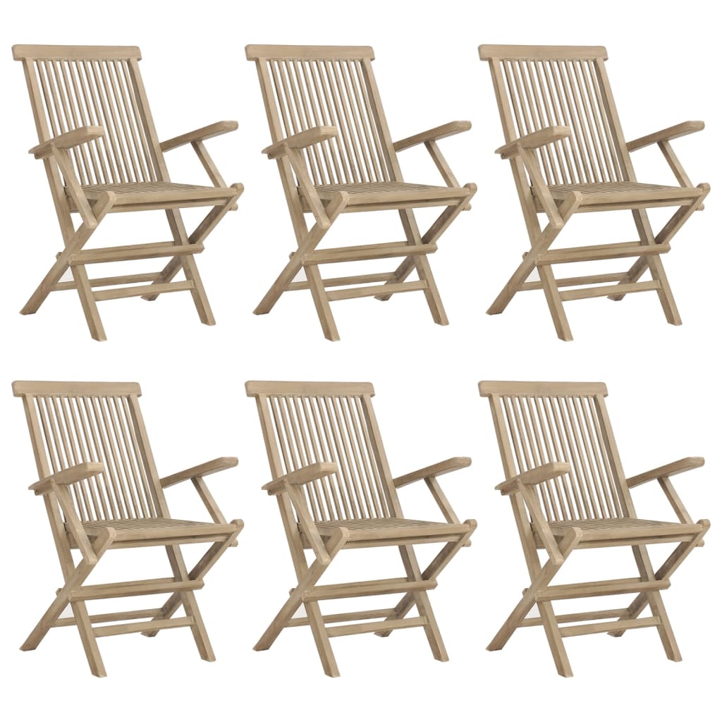 Klappstoler 6 stk grå 56x61x89 cm heltre teak