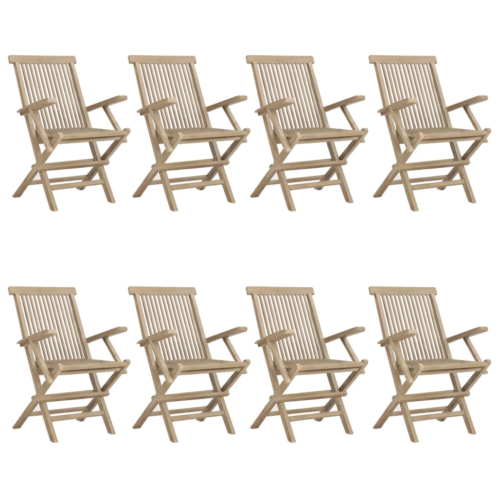 Klappstoler 8 stk grå 56x61x89 cm heltre teak