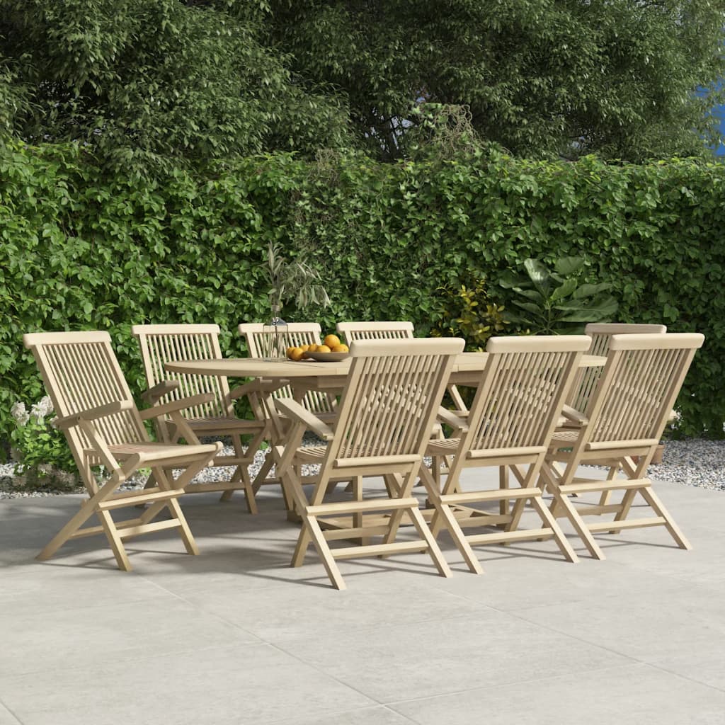 Klappstoler 8 stk grå 56x61x89 cm heltre teak